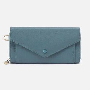 HOBO Goldie Large Wallet – Agave Leaf Pebbled Leather Wristlet, New W/Tags